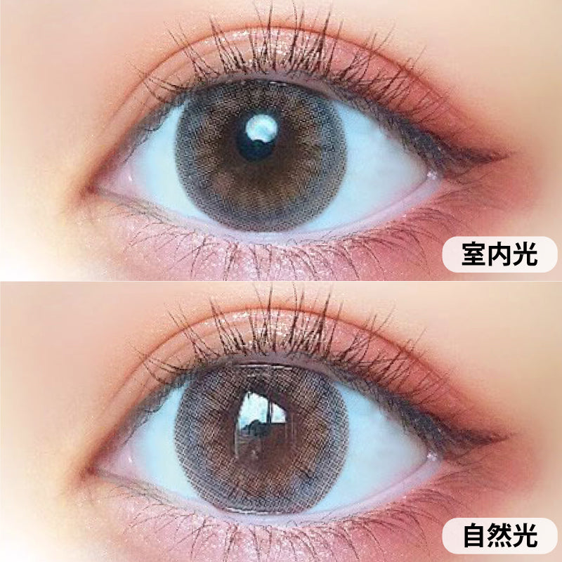 カラーコンタクトレンズ、MOTECON 超アッシュグレー | 1monthを装用した状態の目のアップ画像