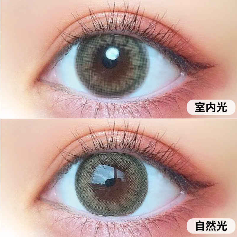 カラーコンタクトレンズ、MOTECON 超アッシュグリーン | 1monthを装用した状態の目のアップ画像