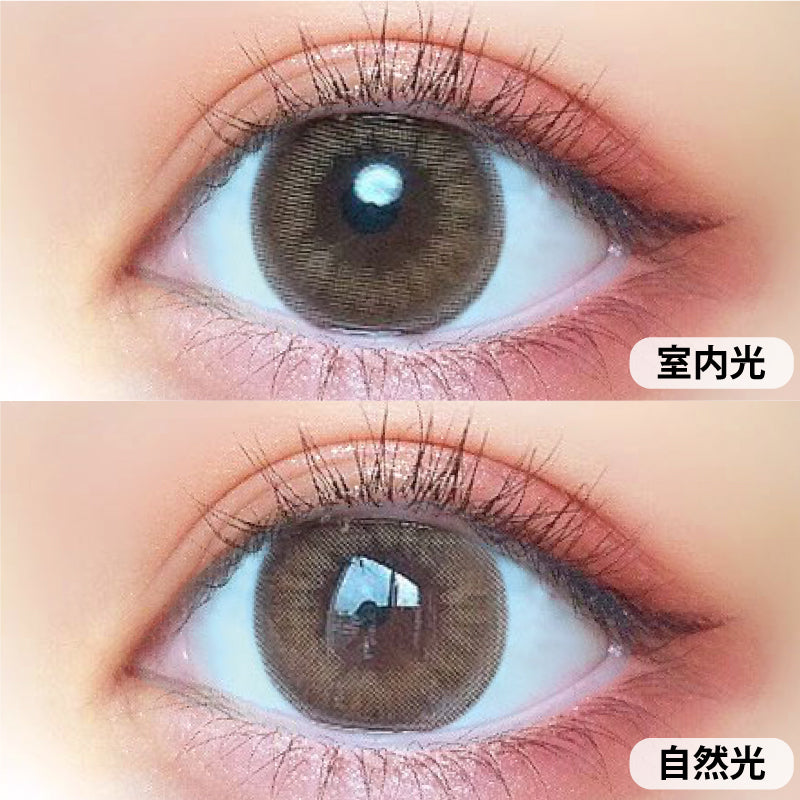 カラーコンタクトレンズ、MOTECON ウルトラメガハニー | 1monthを装用した状態の目のアップ画像