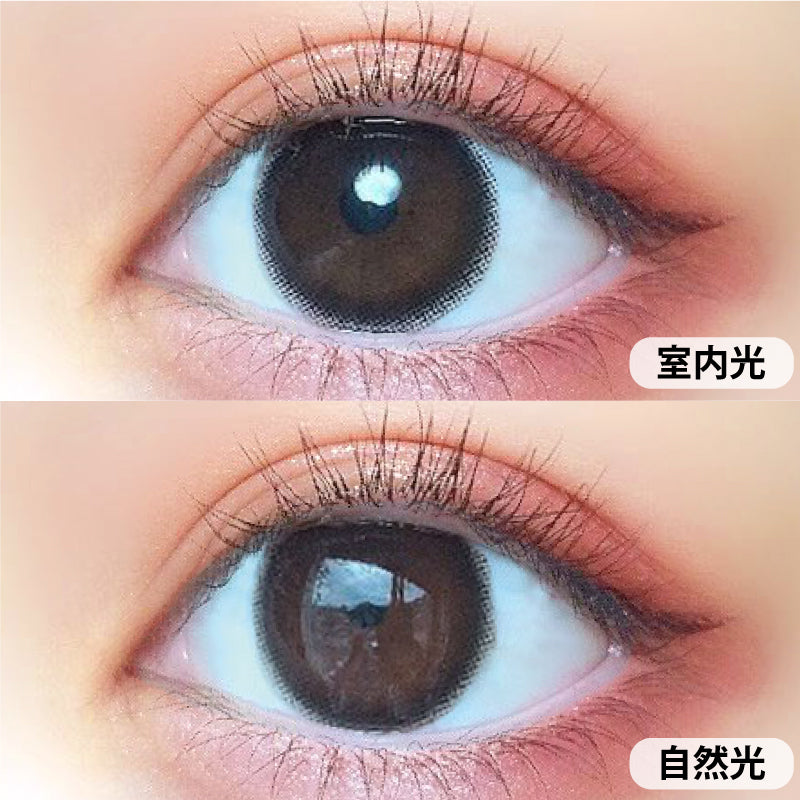 カラーコンタクトレンズ、MOTECON うるうるモカ | 1monthを装用した状態の目のアップ画像