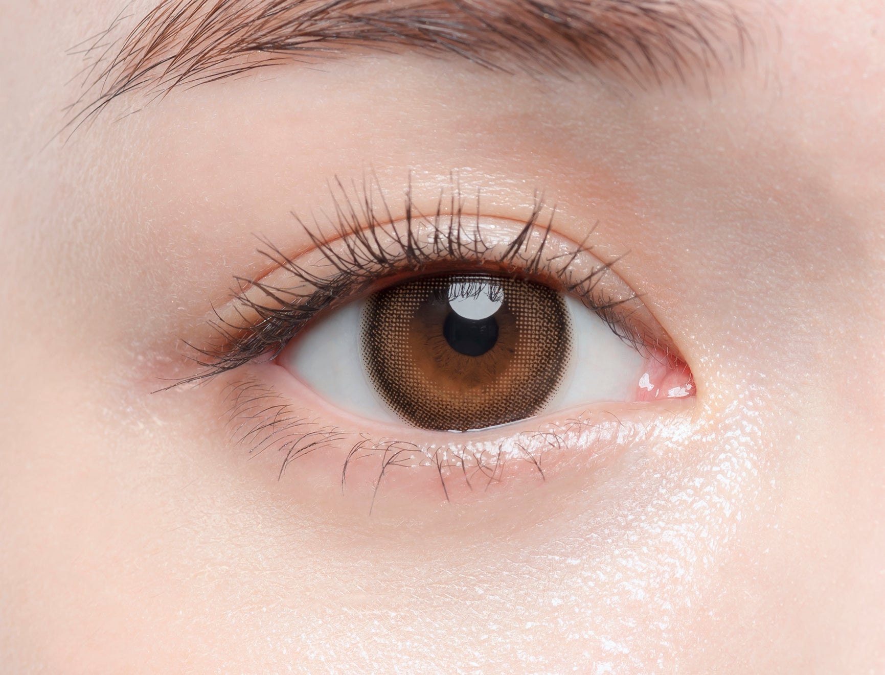 カラーコンタクトレンズ、Chu's me メルティーココア | 1dayを装用した状態の目のアップ画像