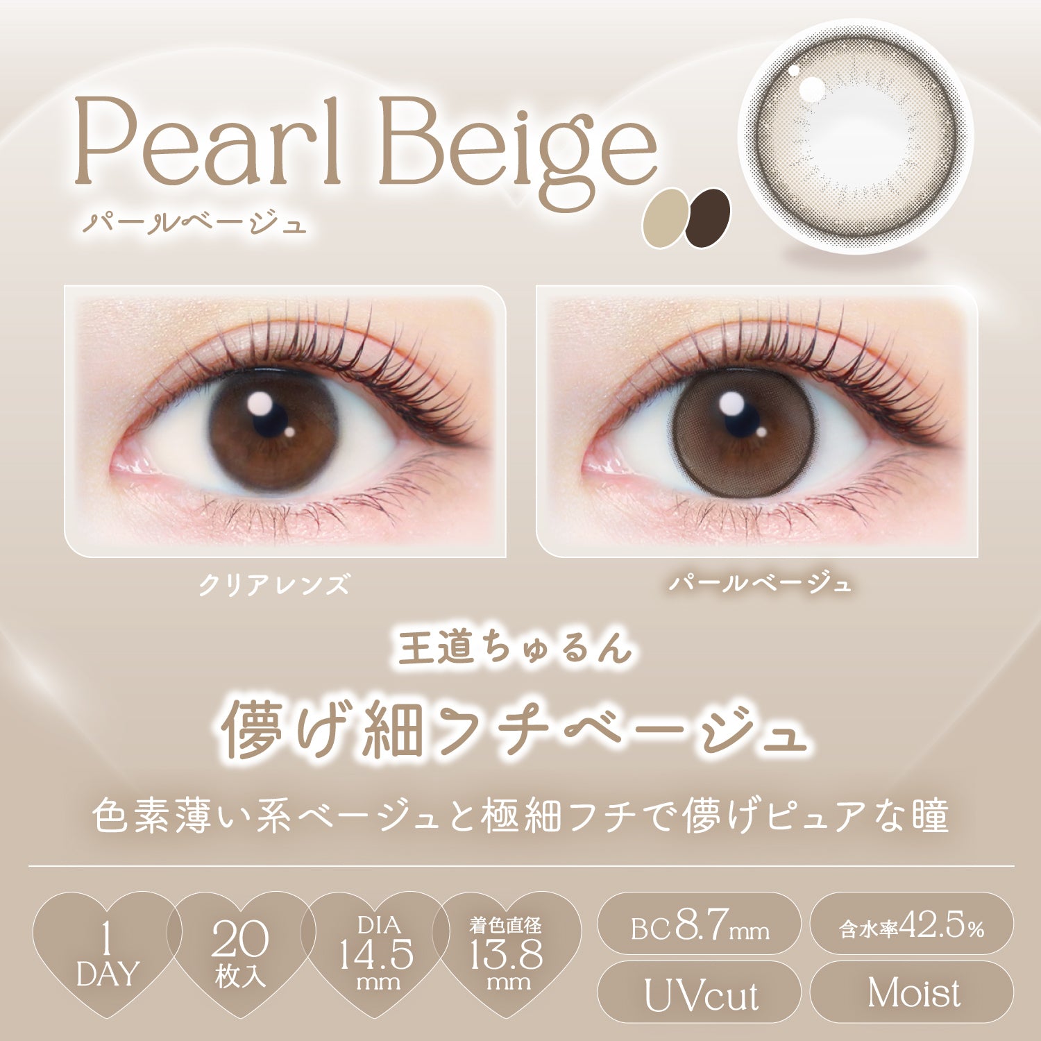 Pearl Beige [EverColor] | 1day Colored Contact Lens - DIA 14.5mm